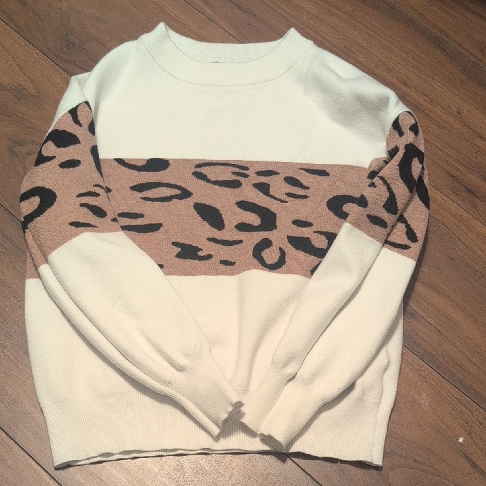 Leopard Print Colorblock Sweater